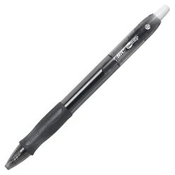 BIC Gelocity Gel Retractable Gel Ink Pens, Medium Point, 0.7 mm, Black Barrel, Black Ink, Pack Of 4 Pens