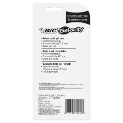 BIC Gelocity Gel Retractable Gel Ink Pens, Medium Point, 0.7 mm, Black Barrel, Black Ink, Pack Of 4 Pens