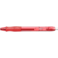 BIC Gelocity Gel Retractable Gel Ink Pens, Medium Point, 0.7 mm, Translucent Red Barrel, Red Ink, Pack Of 4 Pens