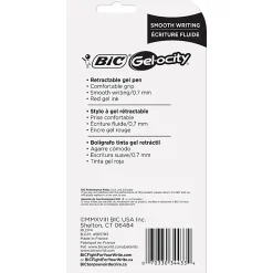 BIC Gelocity Gel Retractable Gel Ink Pens, Medium Point, 0.7 mm, Translucent Red Barrel, Red Ink, Pack Of 4 Pens