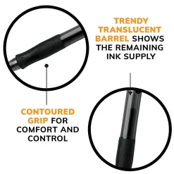 BIC Gelocity Original Long Lasting Retractable Gel Pens, Medium Point, 0.7 mm, Black Barrel, Black Ink, Pack Of 12