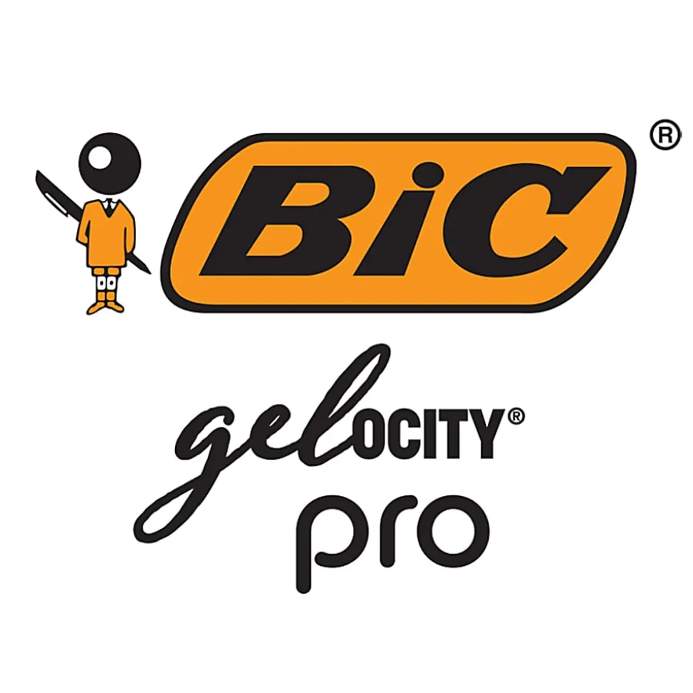 BIC Gelocity Pro Gel Pen, Retractable, Medium Point 0.7MM, Clear Barrel, Black Ink, Pack Of 4
