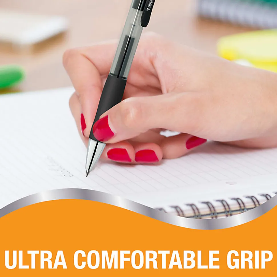 BIC Gelocity Pro Gel Pen, Retractable, Medium Point 0.7MM, Clear Barrel, Black Ink, Pack Of 4