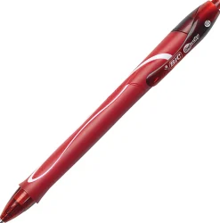BIC Gelocity Quick-Dry Retractable Gel Pens, Medium Point, 0.7 mm, Red Barrel, Red Ink, Pack Of 4 Pens