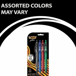 BIC Gelocity Quick-Dry Retractable Gel Pens, Medium Point, 0.7 mm, Assorted Barrel, Assorted Ink, Pack Of 4 Pens