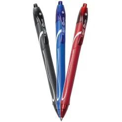BIC Gelocity Quick Dry Retractable Gel Pens, Medium Point, 0.7 mm, Black/Blue/Red Barrels, Black/Blue/Red Inks, Pack Of 12