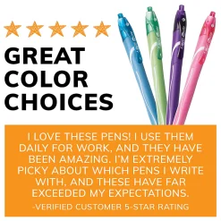 BIC Gelocity Quick Dry Retractable Gel Pens, Medium Point, 0.7 mm, Assorted Colors, Pack Of 8