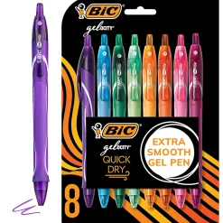 BIC Gelocity Quick Dry Retractable Gel Pens, Medium Point, 0.7 mm, Assorted Colors, Pack Of 8