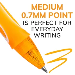 BIC Gelocity Quick Dry Retractable Gel Pens, Medium Point, 0.7 mm, Assorted Colors, Pack Of 8