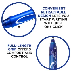 BIC Gelocity Quick Dry Retractable Gel Pens, Medium Point, 0.7 mm, Blue Barrel, Blue Ink, Pack Of 12