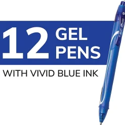 BIC Gelocity Quick Dry Retractable Gel Pens, Medium Point, 0.7 mm, Blue Barrel, Blue Ink, Pack Of 12