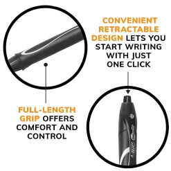 BIC Gelocity Quick Dry Retractable Gel Pens, Medium Point, 0.7 mm, Black Barrel, Black Ink, Pack Of 12
