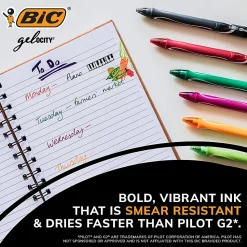 BIC Gelocity Quick Dry Retractable Gel Pens, Medium Point, 0.7MM, Assorted Colors, Pack of 16