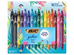 BIC Gelocity Quick Dry Retractable Gel Pens, Medium Point, 0.7MM, Assorted Colors, Pack of 16