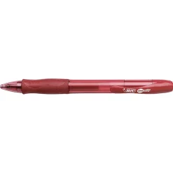BIC Gelocity Retractable Gel Ink Pens, Medium Point, 0.7 mm, Red Barrel, Red Ink, Pack Of 12
