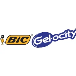 BIC Gelocity Retractable Gel Ink Pens, Medium Point, 0.7 mm, Red Barrel, Red Ink, Pack Of 12