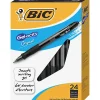 BIC Gelocity Retractable Gel Pens, Medium Point, 0.7 mm, Translucent Barrel, Black Ink, Pack Of 24