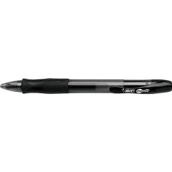 BIC Gelocity Retractable Gel Pens, Medium Point, 0.7 mm, Translucent Barrel, Black Ink, Pack Of 24