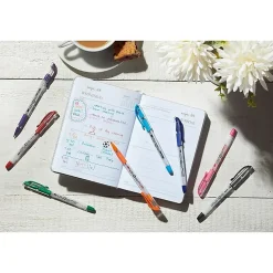 BIC Gelocity Stic Gel Pens, Medium Point, 0.7 mm, Clear Barrel, Black Ink, Pack of 8 Pens