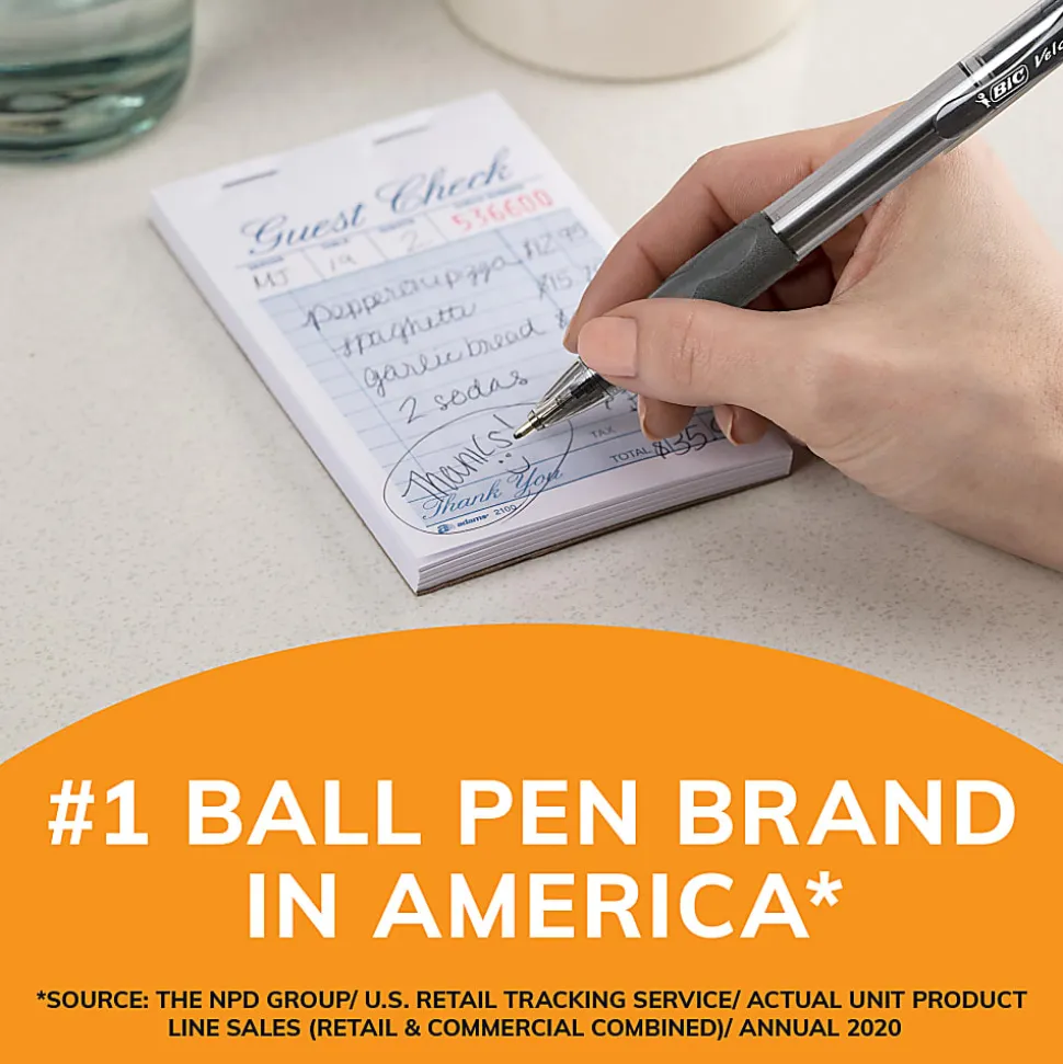 BIC Glide Bold Ballpoint Pens, Bold Point, 1.6 mm, Translucent Barrel, Black Ink, Pack Of 12 Pens
