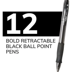 BIC Glide Bold Ballpoint Pens, Bold Point, 1.6 mm, Translucent Barrel, Black Ink, Pack Of 12 Pens