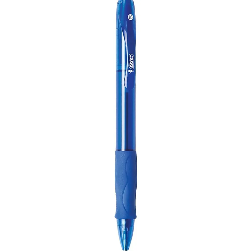 BIC® Glide Bold Ballpoint Pens, Bold Point, 1.6 mm, Translucent Barrel, Blue Ink, Pack Of 12 Pens
