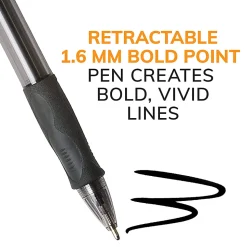 BIC Glide Bold Retractable Ballpoint Pens, Bold Point, 1.6 mm, Translucent Barrel, Black Ink, Pack Of 4 Pens