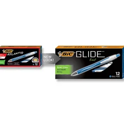BIC® Glide™ Exact Retractable Ballpoint Pens, Fine Point, 0.7 mm, Blue Barrel, Blue Ink, Pack Of 12 Pens
