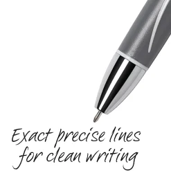 BIC® Glide™ Exact Retractable Ballpoint Pens, Fine Point, 0.7 mm, Gray Barrel, Black Ink, Pack Of 12 Pens