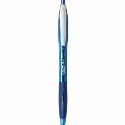 BIC® Glide™ Retractable Ballpoint Pens, Medium Point, 1.0 mm, Clear Barrel, Blue Ink, Pack Of 12