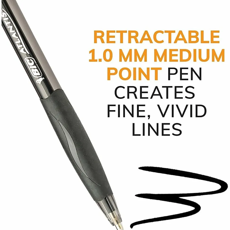 BIC® Glide Retractable Ballpoint Pens, Medium Point, 1.0 mm, Blue Barrel, Blue Ink, Pack Of 4 Pens