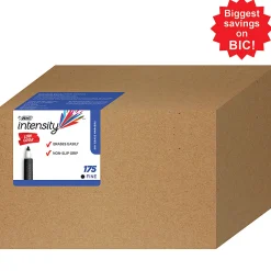 BIC® Great Erase® Grip Dry-Erase Markers, Fine Point, Black Ink, Box of 175