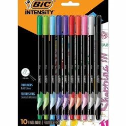 BIC® Intensity Fineliner Marker Pens, Fine Point, 0.4 mm, Assorted Ink Colors, Pack Of 10 Pens