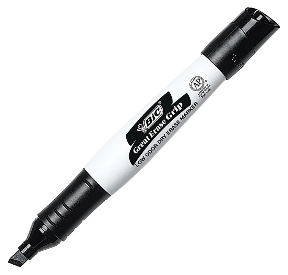 BIC® Intensity Low Odor Whiteboard Markers, Chisel Tip, Black Ink, PK Of 12
