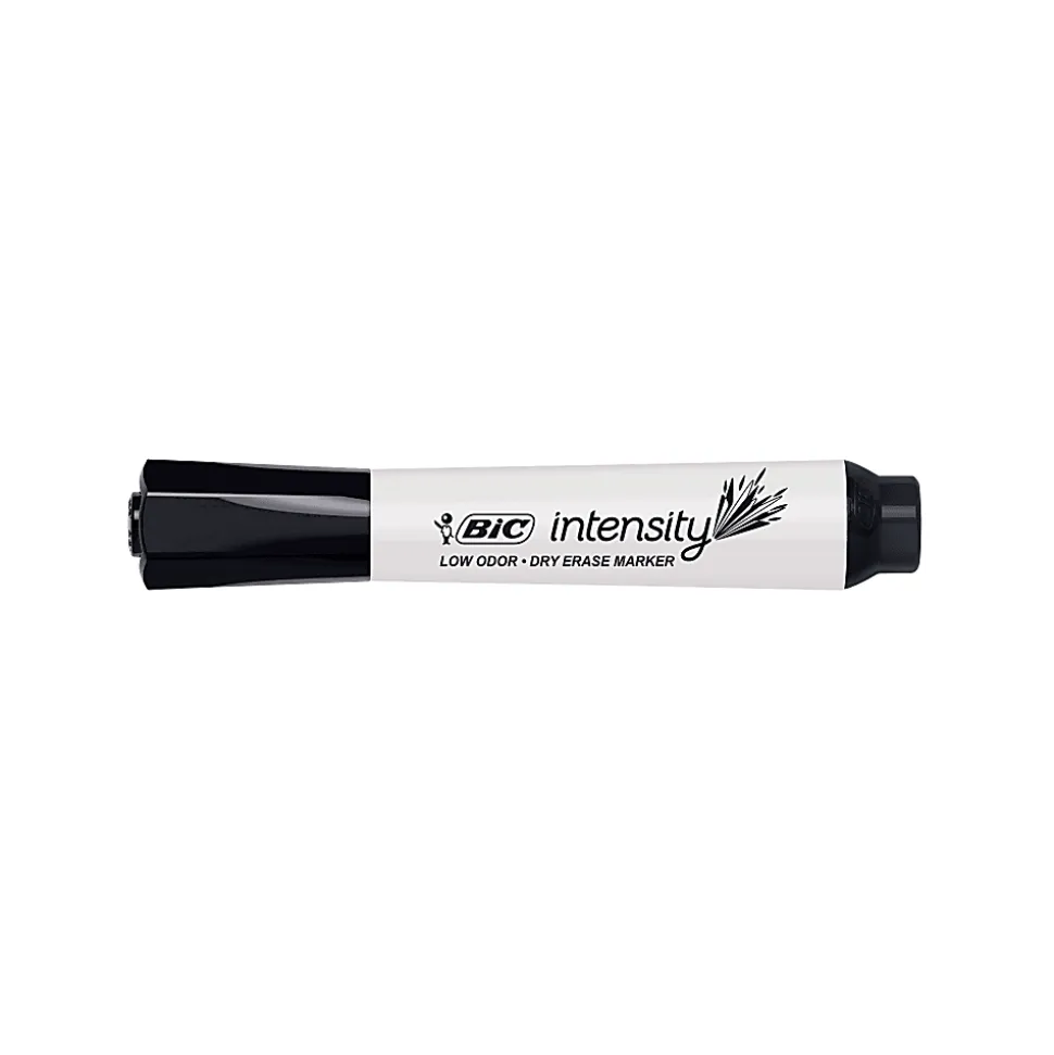 BIC® Intensity Low Odor Whiteboard Markers, Chisel Tip, Black Ink, PK Of 12