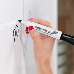 BIC® Intensity Low Odor Whiteboard Markers, Chisel Tip, Black Ink, PK Of 12