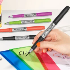 BIC Intensity Permanent Markers, Fine Point, Assorted Colors, Pack Of 12 Markers