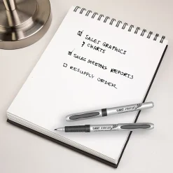 BIC® Intensity Permanent Markers, Fine Point, Grip Silver Barrel, Black, Pack Of 12