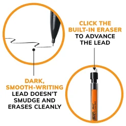 BIC Mechanical Pencils, Xtra Life, 0.7 mm, Black Barrel, Pack Of 12