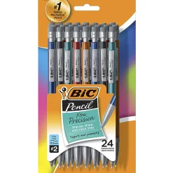 BIC Mechanical Pencils, Xtra Precision, Fine Point, 0.5 mm, Assorted Barrel Colors, Pack Of 24 Pencils