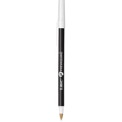 BIC® Prevaguard Round Stic Pens With Antimicrobial Additive, Medium Point, 1.0 mm, Black Barrel, Black Ink, Set Of 12 Pens