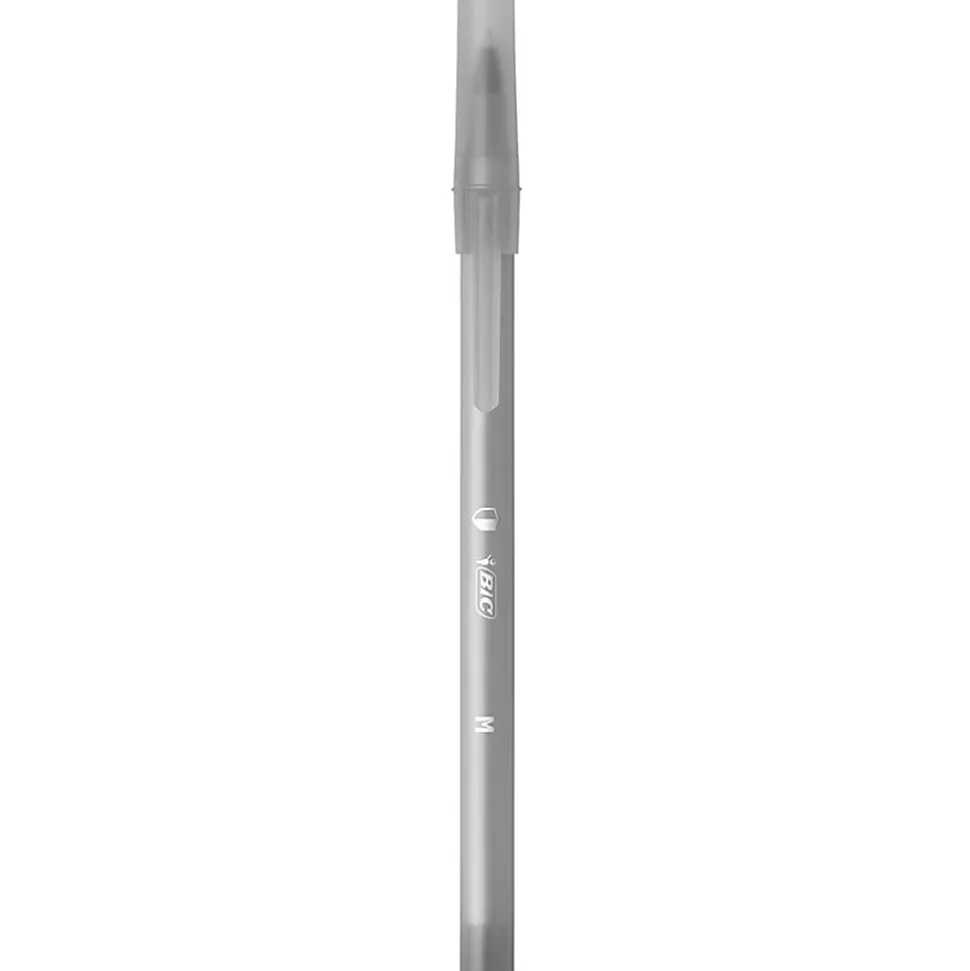 BIC® Prevaguard Round Stic Pens With Antimicrobial Additive, Medium Point, 1.0 mm, Black Barrel, Black Ink, Set Of 12 Pens