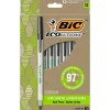 BIC® ReVolution Round Stic Pens, Medium Point, 1.0 mm, 74% Recycled, Semi-Clear Barrel, Black Ink, Pack Of 10 Pens