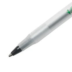 BIC® ReVolution Round Stic Pens, Medium Point, 1.0 mm, 74% Recycled, Semi-Clear Barrel, Black Ink, Pack Of 10 Pens