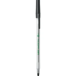 BIC® ReVolution Round Stic Pens, Medium Point, 1.0 mm, 74% Recycled, Semi-Clear Barrel, Black Ink, Pack Of 10 Pens