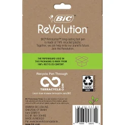 BIC® ReVolution Round Stic Pens, Medium Point, 1.0 mm, 74% Recycled, Semi-Clear Barrel, Black Ink, Pack Of 10 Pens