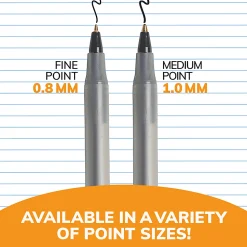 BIC® Round Stic® Ballpoint Pens, Fine Point, 0.8 mm, Translucent Barrel, Black Ink, Pack Of 12