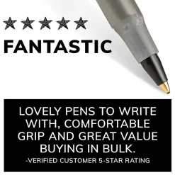BIC Round Stic Ballpoint Pens, Medium Point, 1.0 mm, Translucent Barrel, Black Ink, Pack Of 60 Pens