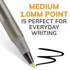BIC Round Stic Ballpoint Pens, Medium Point, 1.0 mm, Translucent Barrel, Black Ink, Pack Of 60 Pens