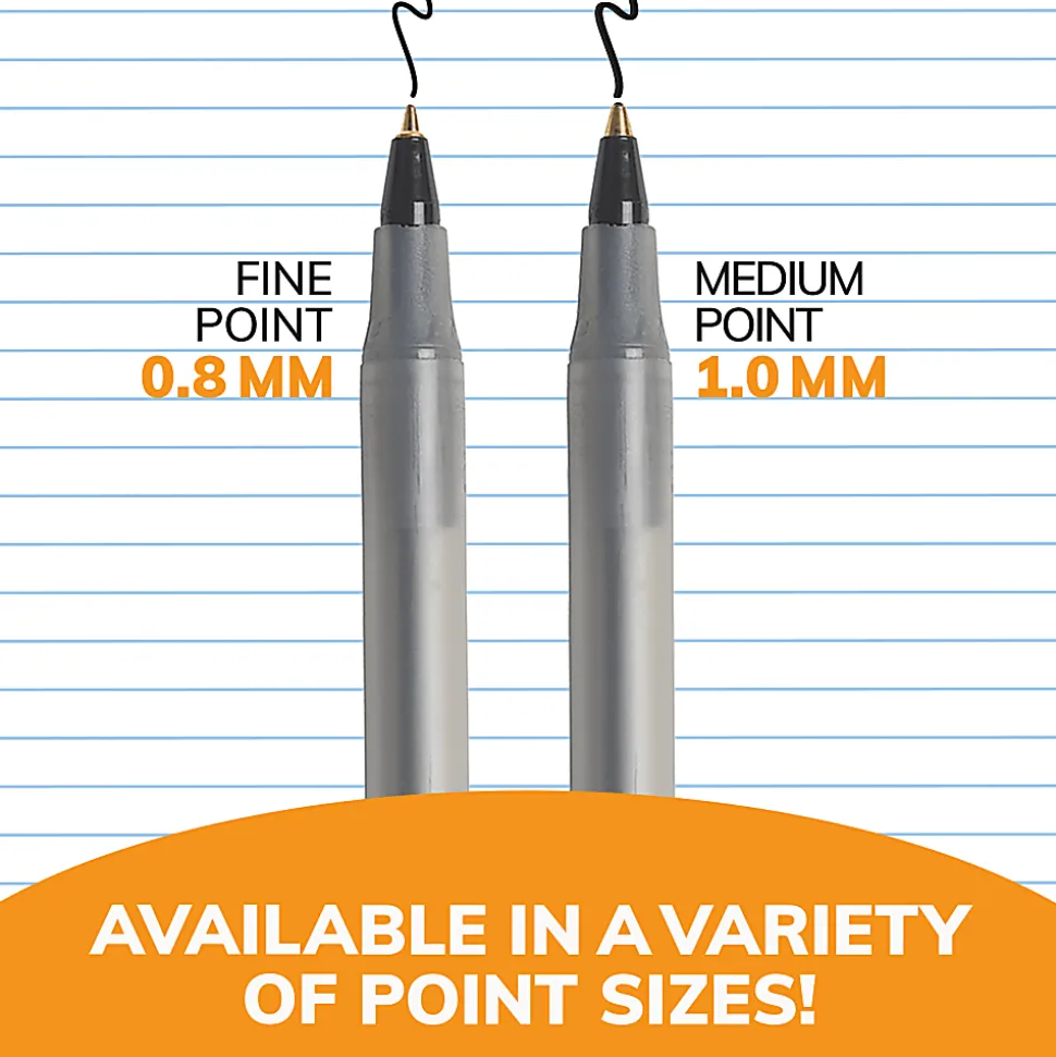 BIC Round Stic Ballpoint Pens, Medium Point, 1.0 mm, Translucent Barrel, Red Ink, Pack Of 12